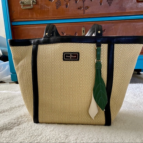 Cole Haan Handbags - NWOT Cole Haan Straw and Leather Tote